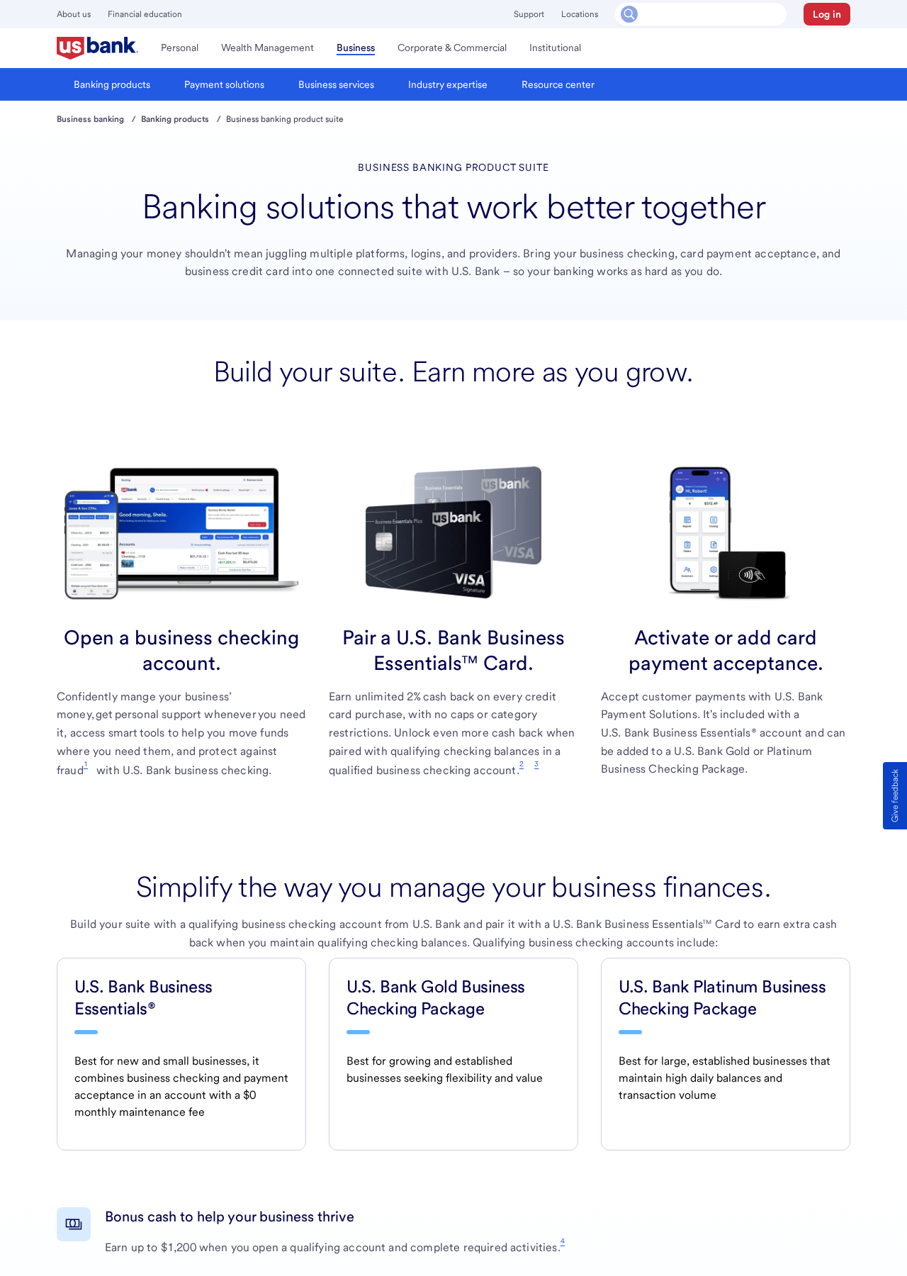 U.S. Bank product work